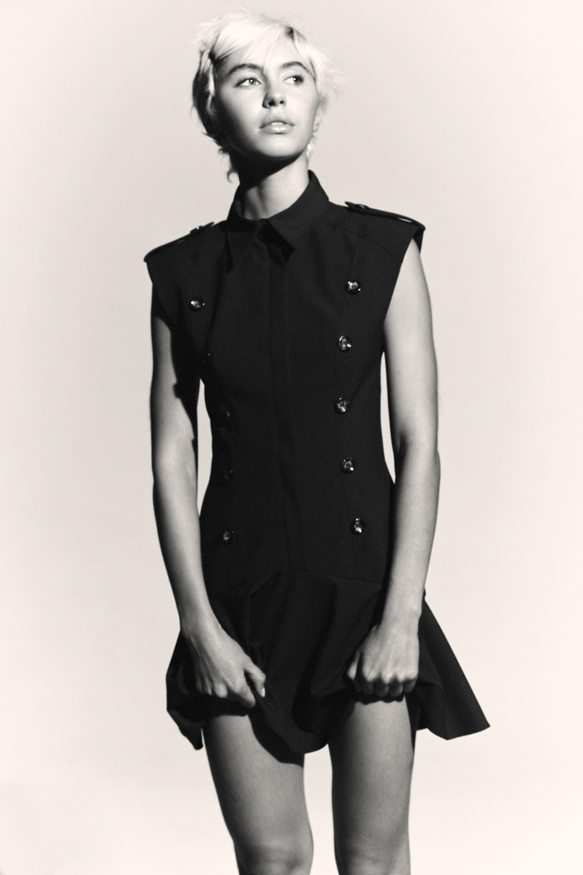 SHORT DRESS WITH SHOULDER PADS AND RUFFLES | Zara US