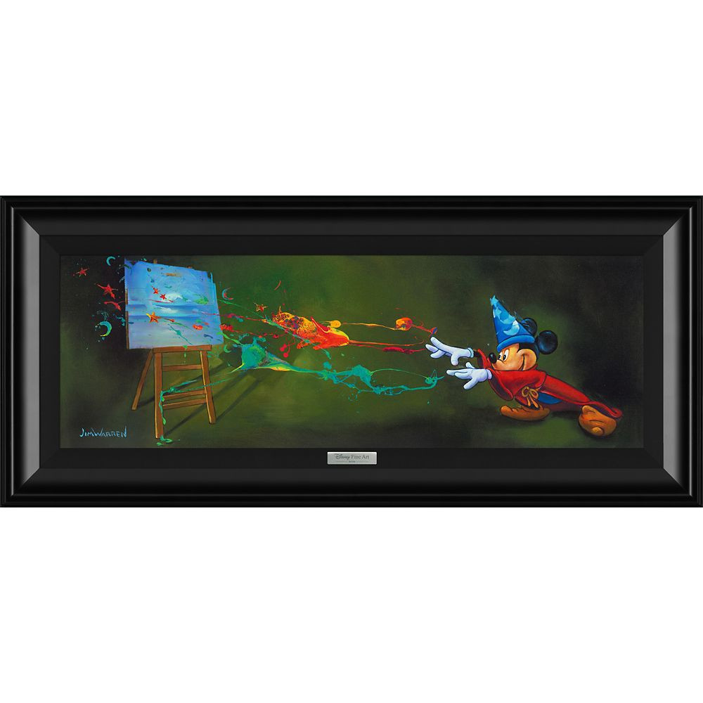 Mickey Mouse ''Sorcerer Paints his Magic'' by Jim Warren Framed Canvas Artwork \u2013 Limited Edi... | Disney Store