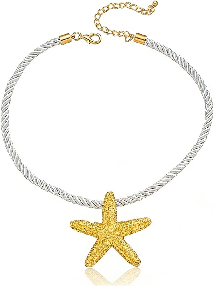 Yalice Gold Shell Pendant Necklace for Women Boho Starfish Sun Choker Necklaces Chunky Beachy Sur... | Amazon (US)