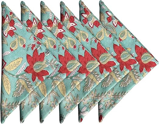 Amazon.com: Craftbot Cotton Print Napkins 18x18 inches - Washable Cloth Dinner Napkins Set of 6 -... | Amazon (US)
