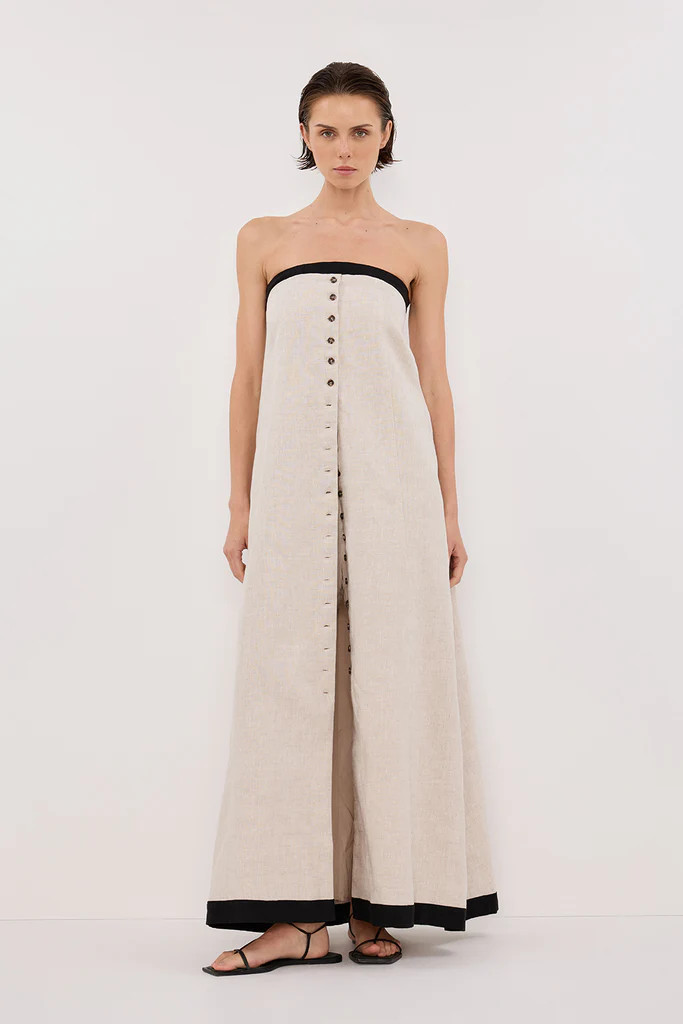 EBONY NATURAL STRAPLESS MIDI DRESS | DISSH