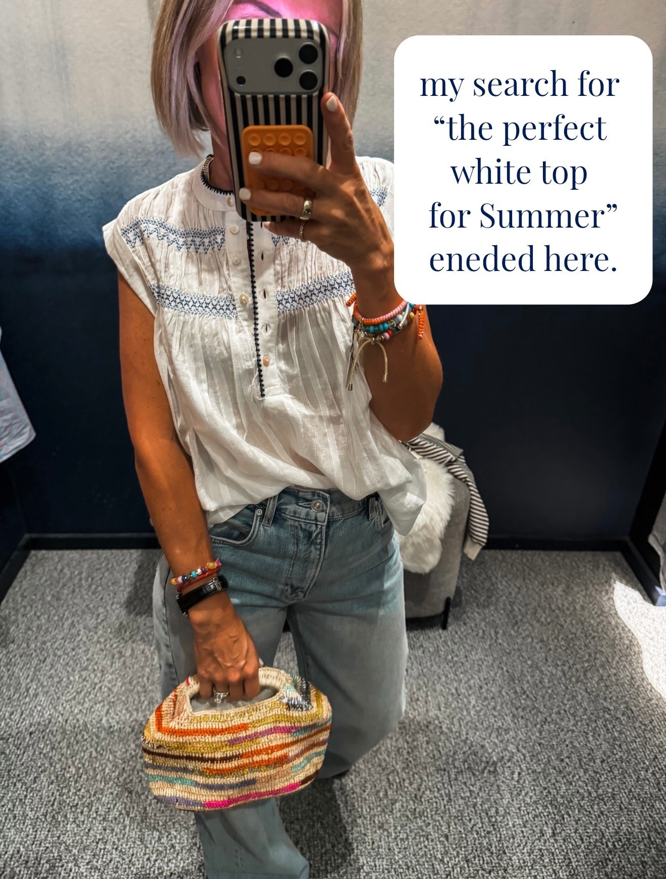 hello Summer.   this white top is a splurge. but maybe don’t buy 10  that cost $20 and instead buy a quality piece with these cute embroidered details.

i’m in an xs (true to size)

#LTKOver40 #LTKSeasonal #LTKootd