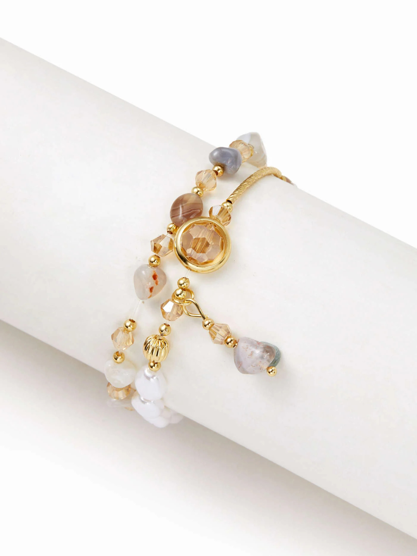 DOUBLE LAYER NATURAL STONE BEADED BRACELET | Cider