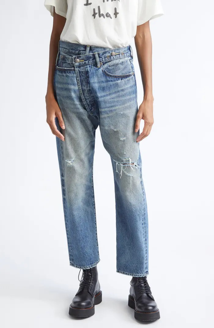 R13 Crossover Ripped Knee Straight Leg Jeans | Nordstrom | Nordstrom