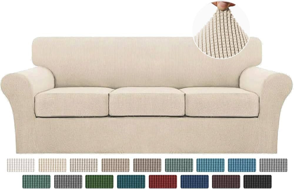 Turquoize 4 Piece Sofa Covers for 3 Cushion Couch Slipcover Soft Cover Dogs-Washable Furniture wi... | Amazon (US)