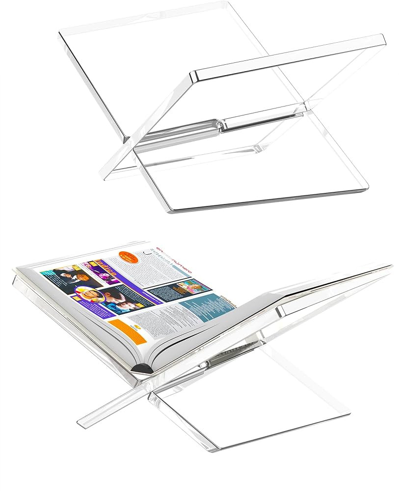 Amasrich Acrylic Book Stand for Reading-Clear Display Magazine Holder-Hands Free-X Shape-Textbook... | Amazon (US)
