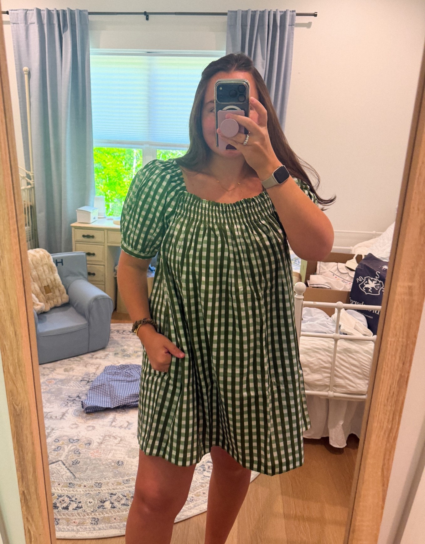 Just got 2 new colors in my favorite set! This green gingham 2 piece matching set is perfect for a stay at home mom to wear around the house but still look put together! The top gives dress but the matching shorts make it toddler friendly and where you can wear it out of the house! 

#LTKmomlife #LTKKids #LTKootd