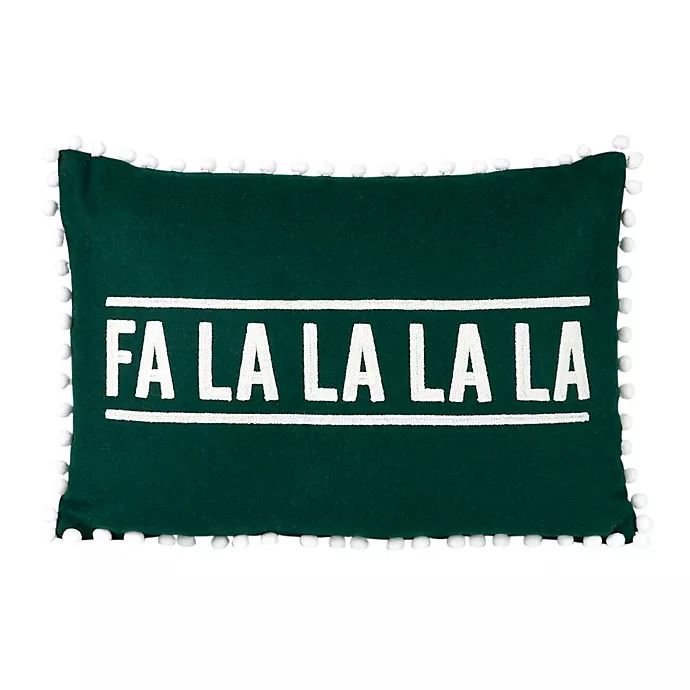 Bee & Willow™ Home Fa La La Pom Oblong Throw Pillow in Green | Bed Bath & Beyond
