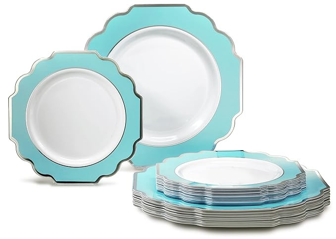 " OCCASIONS " 50 Plates Pack (25 Guests)-Heavyweight Wedding Party Disposable Plastic Plate Set -... | Amazon (US)