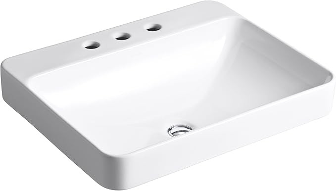KOHLER K-2660-8-0 Vox Rectangle Vessel with Widespread Faucet Holes, White | Amazon (US)