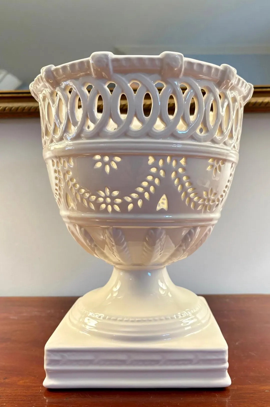 Vintage Royal Creamware Pierced Urn | English Garden Planter | White Pedestal Cachepot | Classica... | Etsy (US)