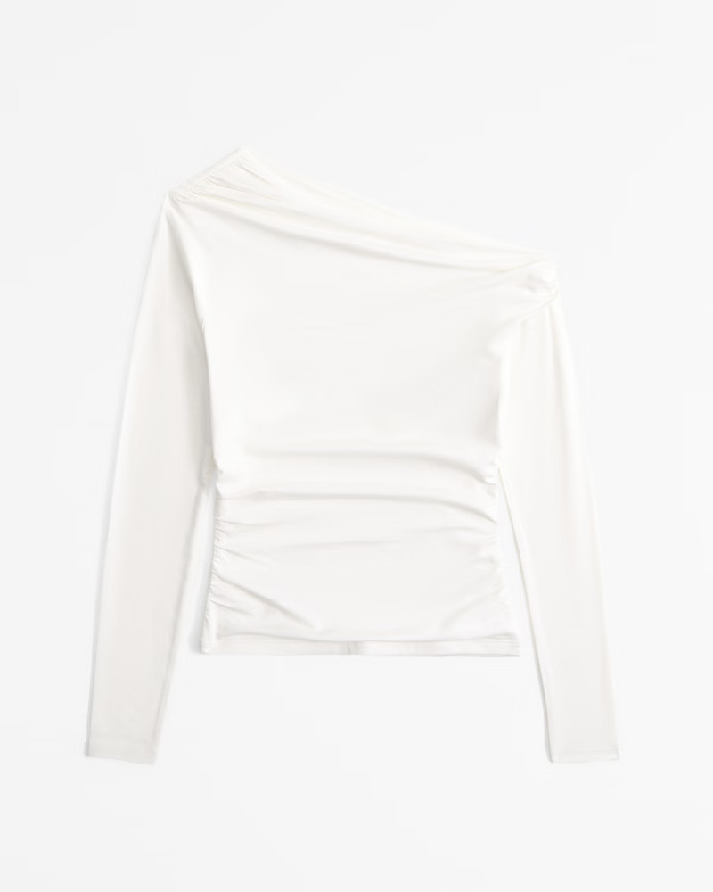 Long-Sleeve Off-The-Shoulder Draped Top | Abercrombie & Fitch (US)