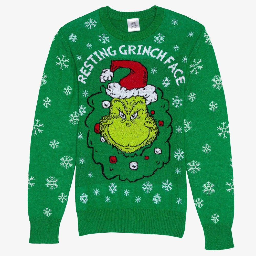 Men' Dr.eu Reting Grinch Face Ugly Holiday weater - | Target