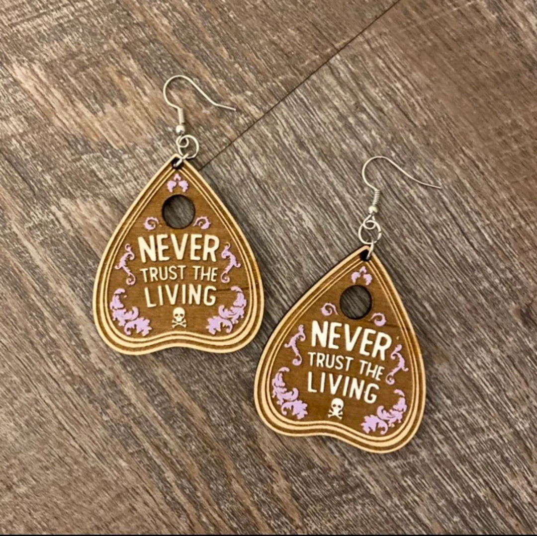 Planchette Earrings - Wooden Earrings - Fandom Earrings - Geeky Earrings - Laser Cut Earrings | Etsy (US)