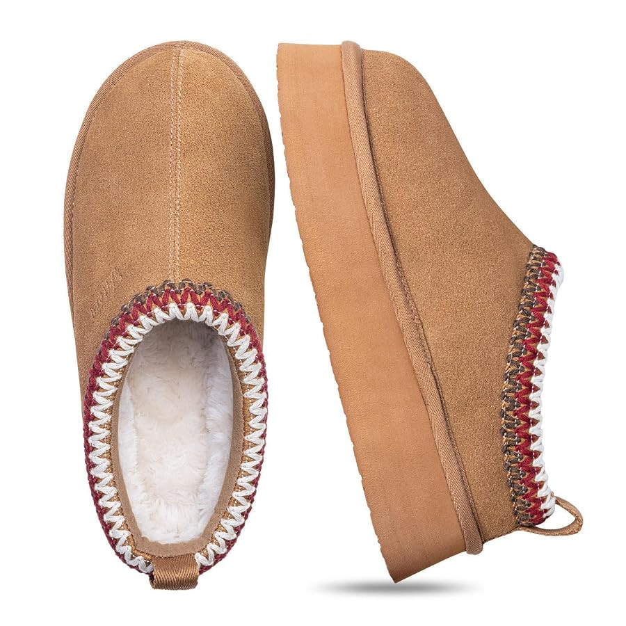 FITORY Womens Platform Slippers, Suede Ankle Boots with Fleece-lined for Indoor Outdoors Size 6-1... | Amazon (US)