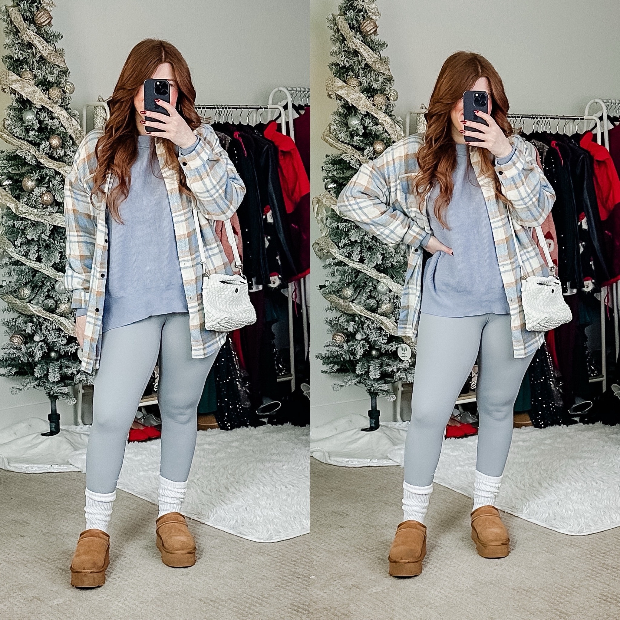 Colorful winter outfit from amazon. Size medium in leggings and shacket. Size large in sweater. 

Cozy outfit. Leggings outfit. 

#LTKsalealert #LTKfindsunder50 #LTKstyletip