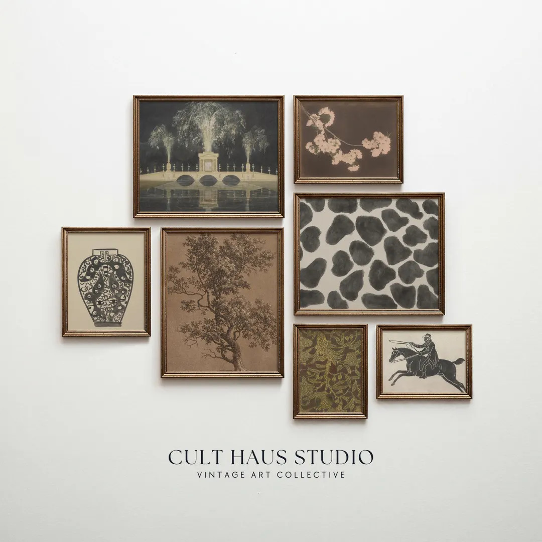 Vintage Eclectic Gallery Wall Set (7 Pieces) | Antique Collection | Moody Boutique (Digital Downl... | Etsy (US)