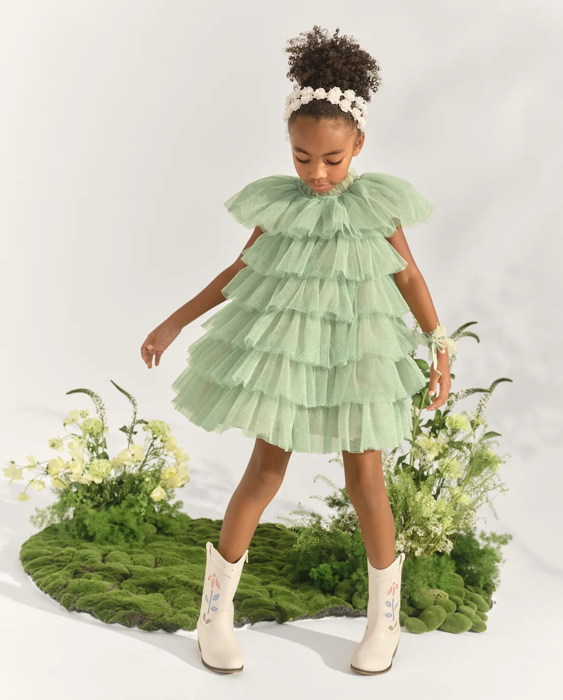 Girls Sleeveless Glitter Pleated Tulle High Neck Dress - Marchesa Mini x Gymboree - GREEN | Gymbo... | Gymboree