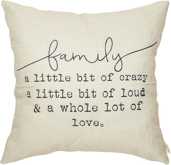 Fjfz Family a Little Bit of Crazy Decorative Throw Pillow Covers, Farmhouse Quote Home Rustic Dec... | Amazon (US)