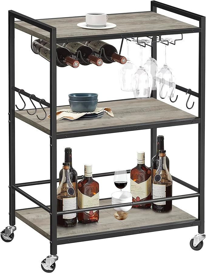 TUTOTAK Bar Cart - Serving Cart for Home - Microwave Cart, Drink Cart, Mobile Kitchen Shelf with ... | Amazon (US)