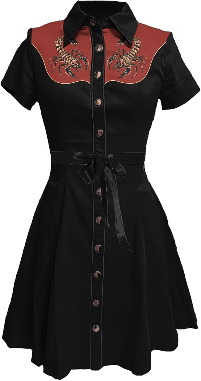 MARSVOVO Vintage Western Flower Printed Shirt Dress Women Summer Button Down Casual Retro Cowgirl... | Amazon (US)