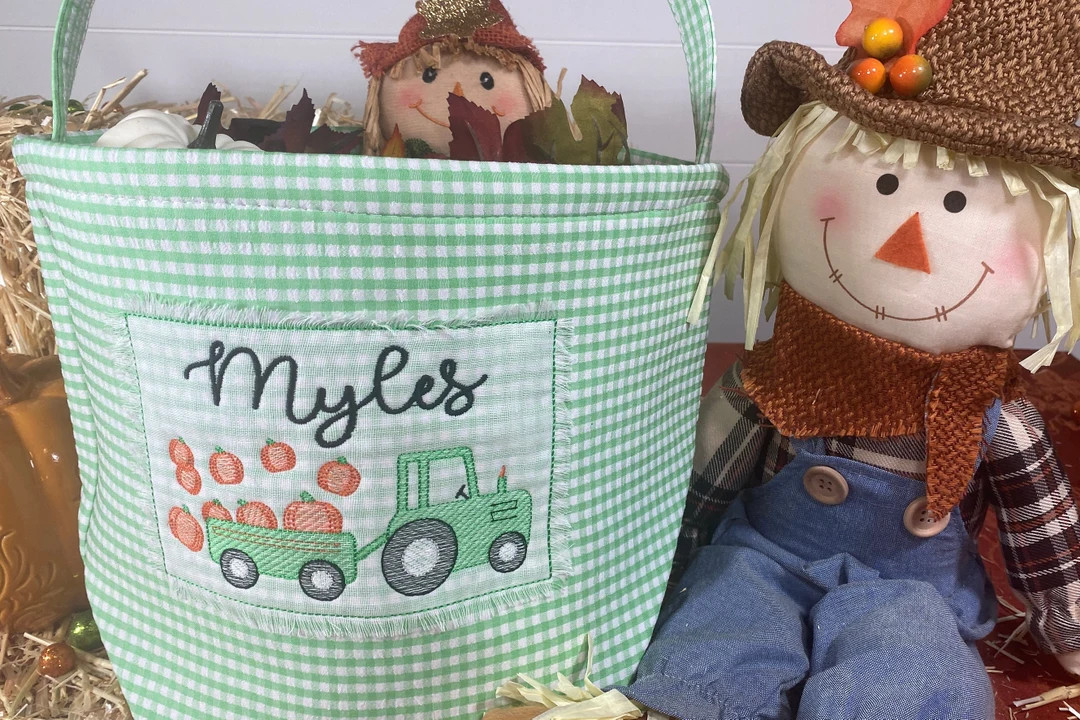 Personalized Custom Embroidered Gingham Trick or Treat - Etsy | Etsy (US)