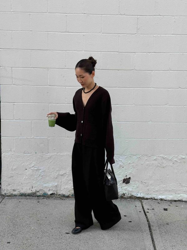 Cozy cardigan and trousers 

Cardigan wearing XS from Almina Concept.  

 