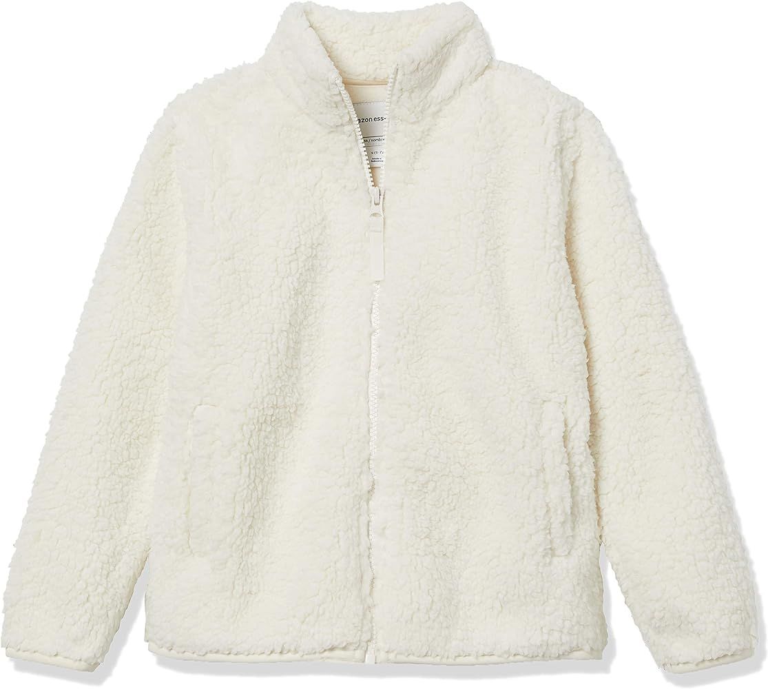 Amazon.com: Amazon Essentials Girls' Sherpa Fleece Quarter-Zip Jacket, Light Brown, Small : Cloth... | Amazon (US)