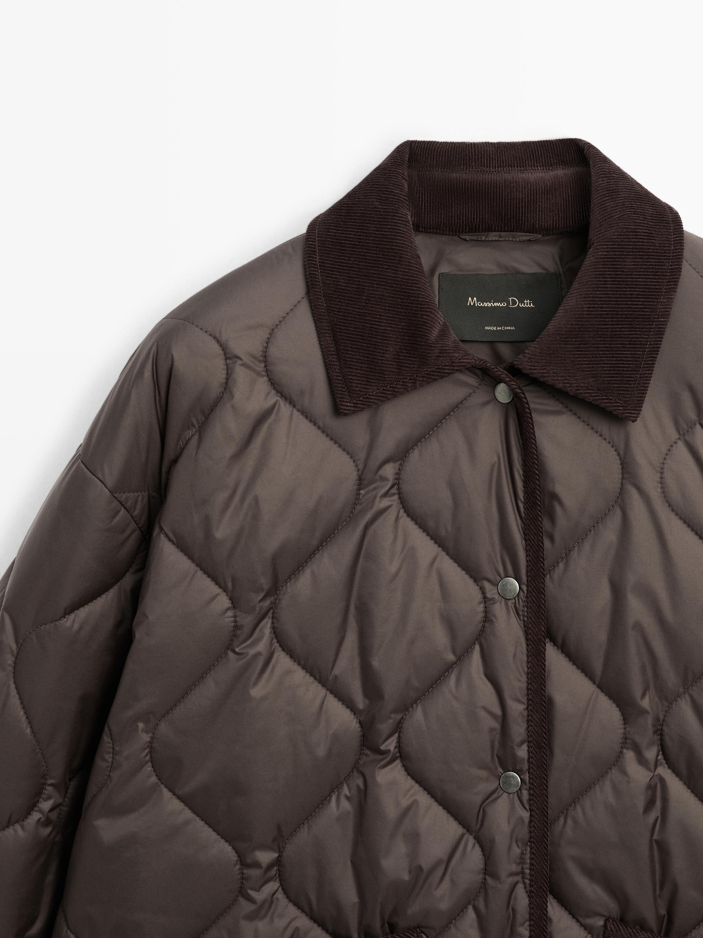 Water-repellent puffer jacket with corduroy detail | Massimo Dutti UK