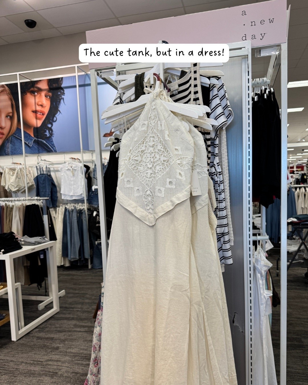 Cream embroidered halter dress