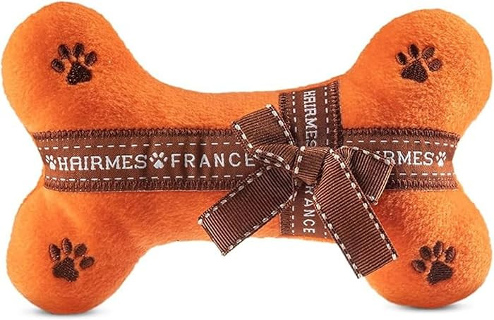 Dog Diggin Designs Hairmes Plush Dog Toy Bone | Luxury-Inspired Parody Designer Bone with Squeake... | Amazon (US)