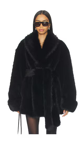 Margot Faux Fur Coat in Black | Revolve Clothing (Global)
