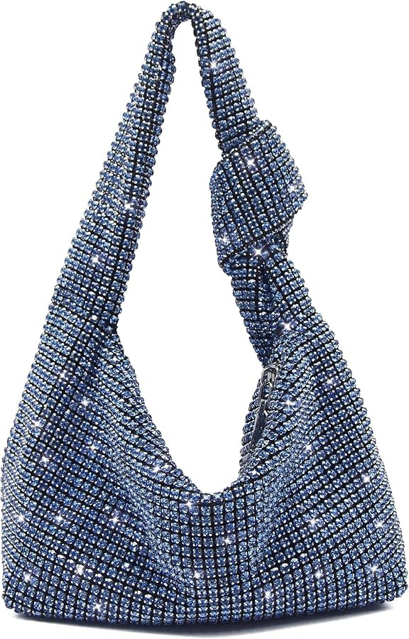Miuco Women Knotted Handbag Sparkly Rhinestone Hobo Dumpling Bag Diamond Glitter Evening Clutch Purse | Amazon (US)