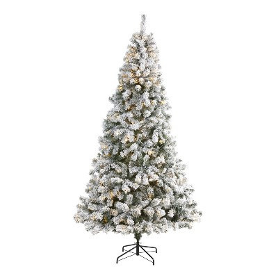 8ft. Flocked Fir Artificial Christmas Tree with 500 Clear LED Lights – Majestic Snowy Holiday X-Mas Display | Target