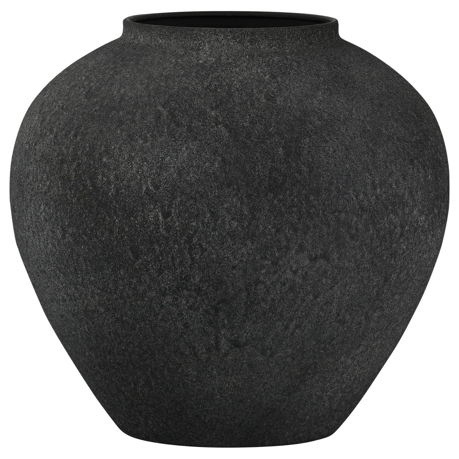 Large Rustic Iron Round Vase, Earthy Textured Pottery Look for Modern Farmhouse Home Decor, Black | Walmart (US)