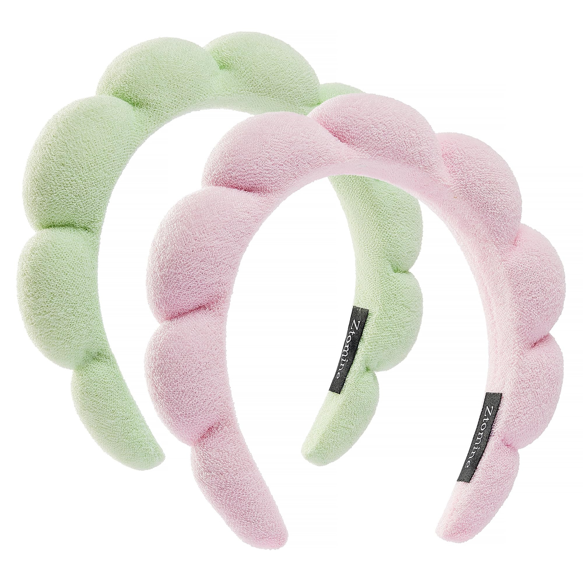 Spa Headbands - Set of 2 Terry Cloth Face Wash Headbands for Makeup Removal, Mask (Pink + Light G... | Amazon (US)