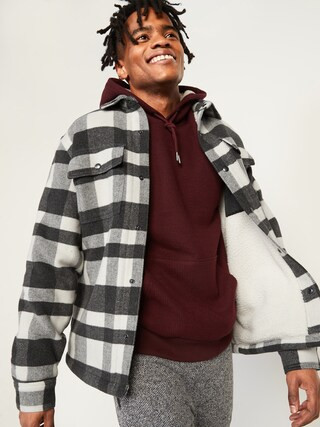 Cozy Sherpa-Lined Plaid Wool-Blend Shirt Jacket for Men | Old Navy (US)