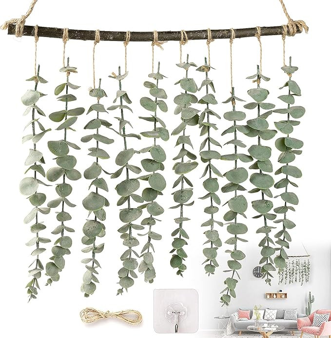 Amazon.com: AgoKud Artificial Eucalyptus Wall Hanging Decor, Fake Eucalyptus Leaves Greenery Euca... | Amazon (US)