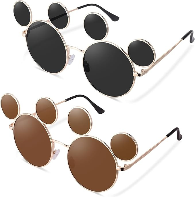 Mouse Ear Sunglasses, 2 Pairs Novelty Sunglasses with UV 400 Protection, Lightweight Fashion Glas... | Amazon (US)