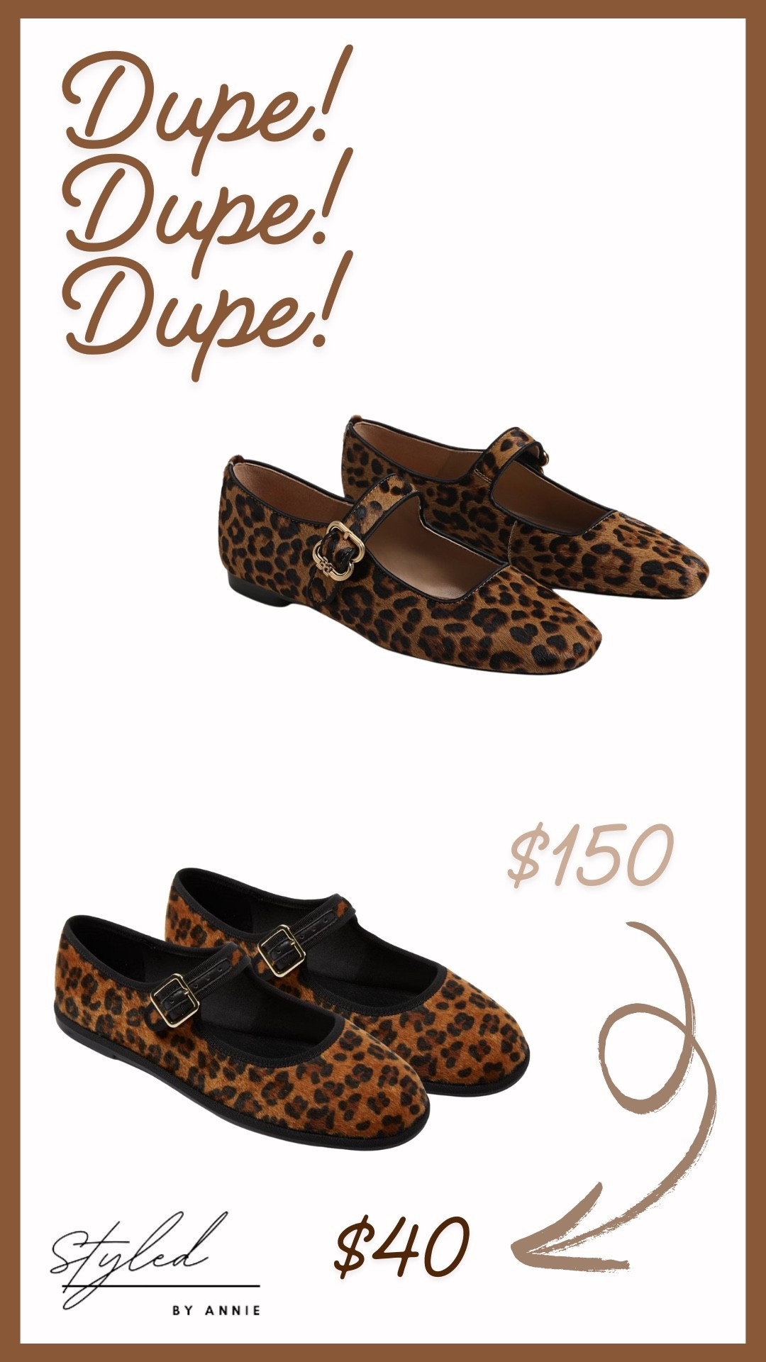 Dupe! Dupe! Dupe!

Shop these adorable Mary Jane flats at a third of the price!!

#under50 #shoes #fallshoes #workwear #workshoes #leopardprint #leopardshoes

#LTKFindsUnder50 #LTKShoeCrush #LTKSaleAlert