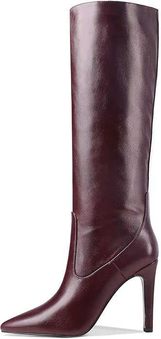 MODENCOCO Women's Pointed Toe Matte Slip On Block High Heel Knee High Boots 4 Inch | Amazon (US)