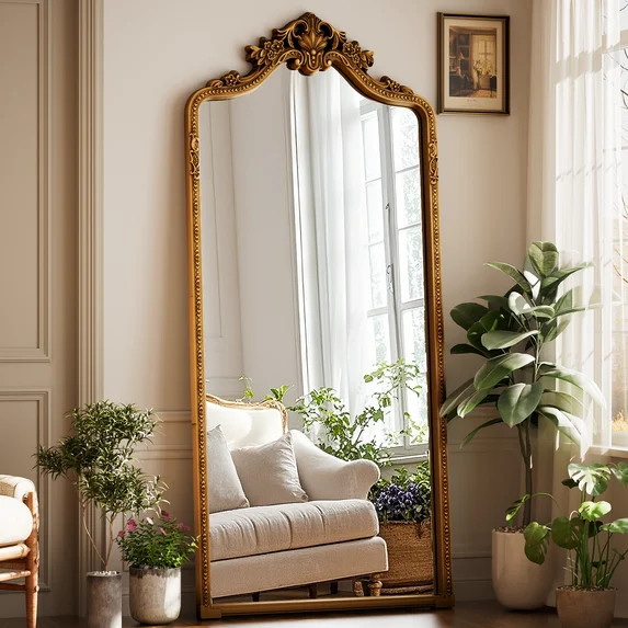 Easy4Home 71"x32" Arched Full-Length Floor Mirror, Luxurious Vintage Design with Ornate Carving, ... | Walmart (US)