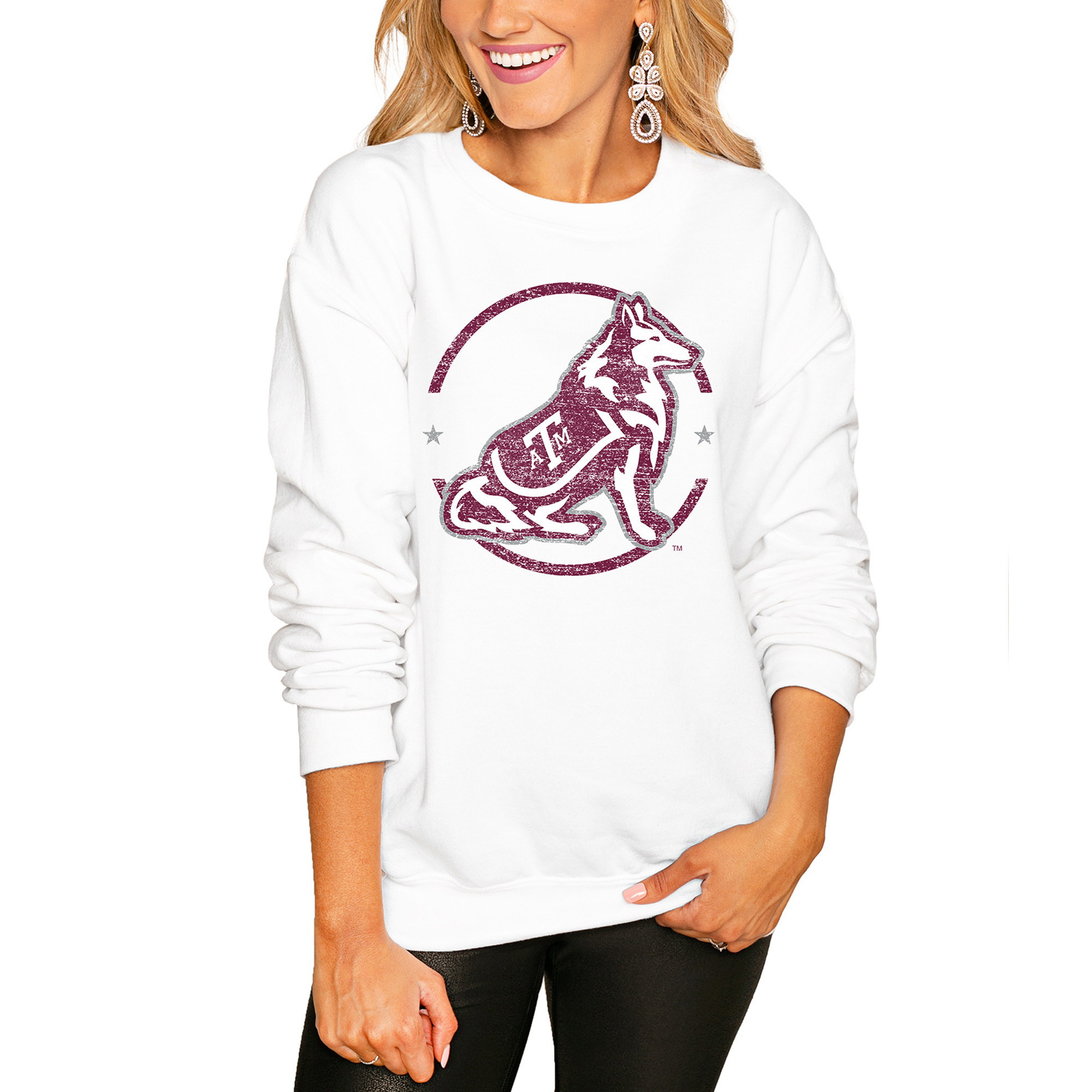 Women's Gameday Couture White Texas A&M Aggies End Zone Oversized Sweatshirt | Fanatics