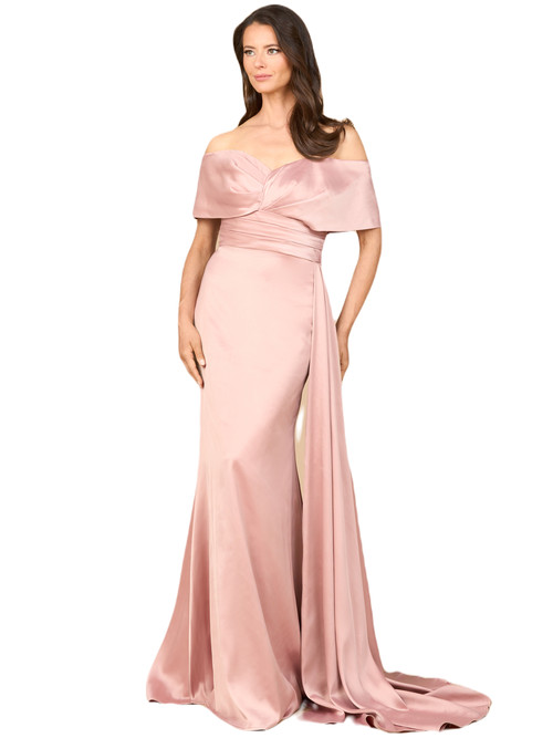 LARA New York Off Shoulder Satin Dress in Blush at Nordstrom, Size 22 | Nordstrom