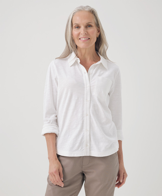 Women’s Relaxed Slub Long Sleeve Button Up made with Organic Cotton | Pact | Pact Apparel