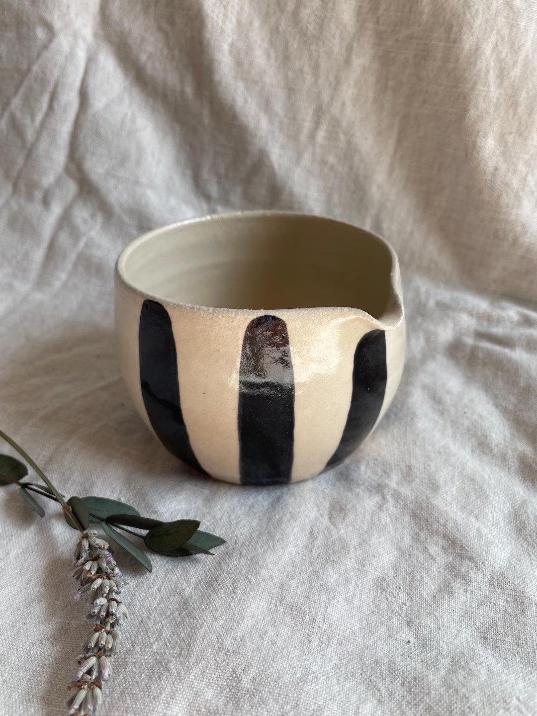 Stripe Ceramic Matcha Bowl, 400ml Capacity, With Additional Matcha Whisk Holder. Matcha Tea, Matc... | Etsy (US)