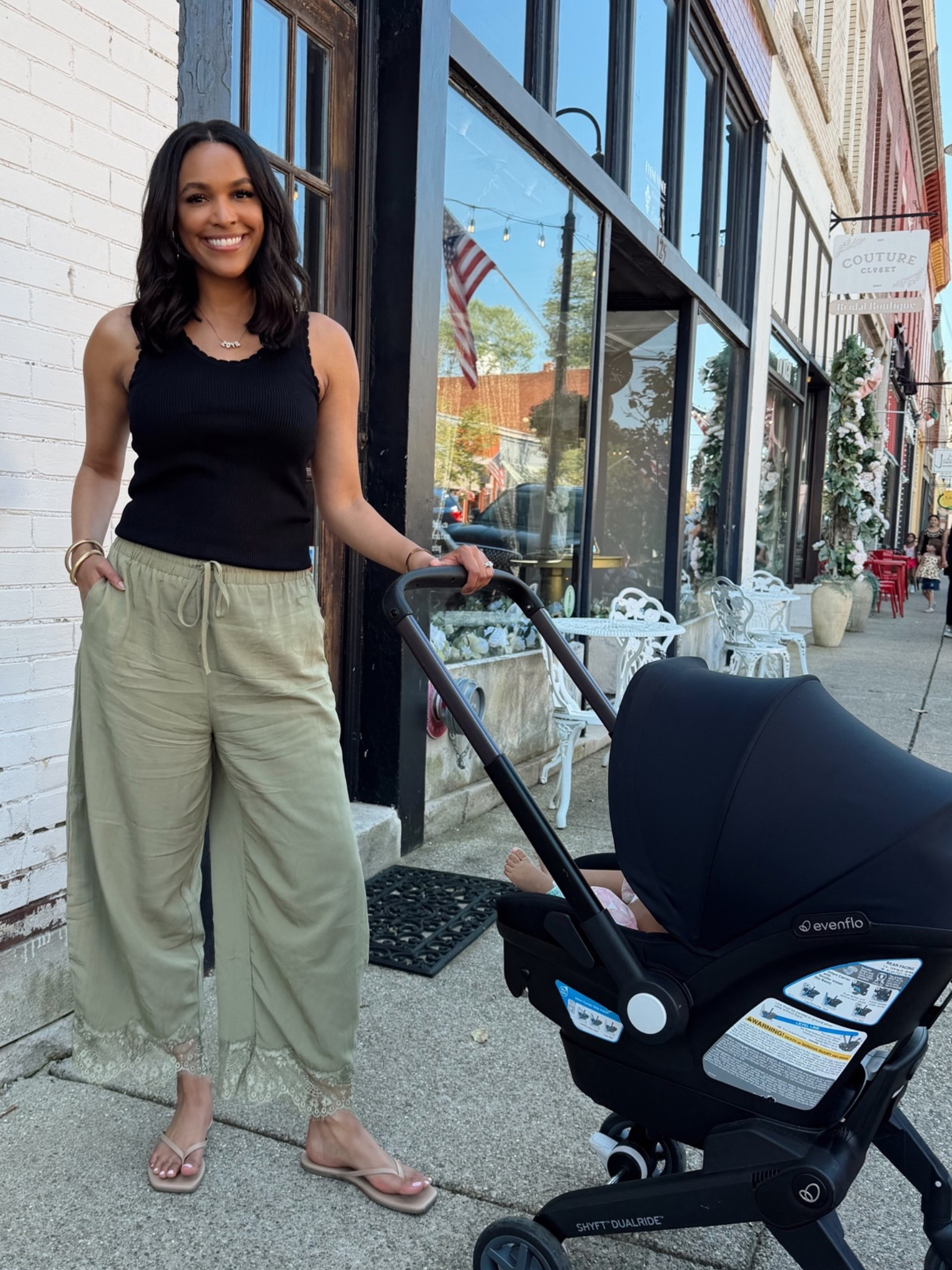 Small in tank 
Small in pants 
Tts is sandals

#LTKdayinmylife #LTKootd #LTKmomlife