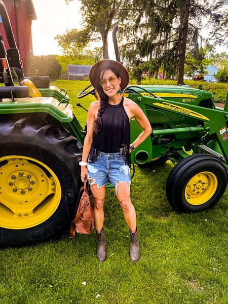 Country concert outfit or summer festival idea! 🤠 Fringe top, denim cutoff shorts, cowboy boots and hat, and an easy cute backpack bag and you’re set for any fun western event of the summer! ☀️ 

#LTKFestival #LTKStyleTip #LTKFindsUnder100