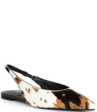 Gianni Bini Stefon Cow Print Haircalf Pointed Toe Slingback Dress Flats -  9 | Dillard's