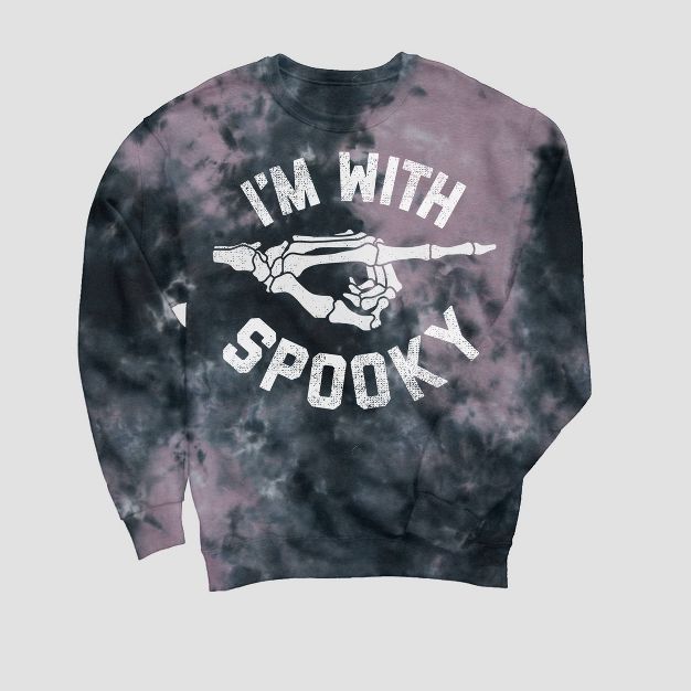 Men's I'm With Spooky Pullover Sweatshirt - Black/Purple | Target